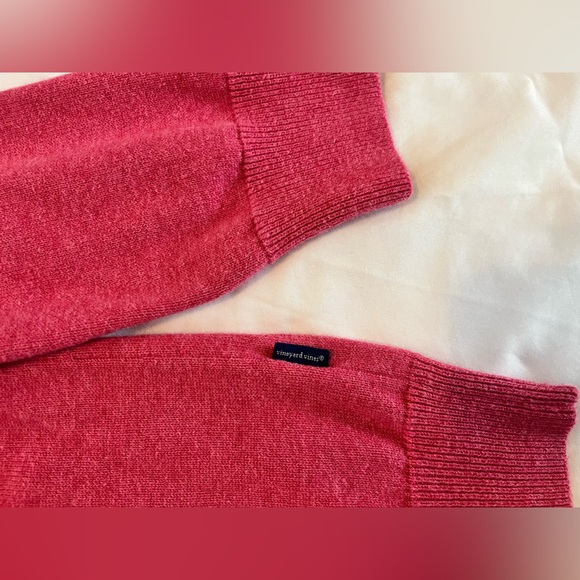 Vineyard Vines Merino Wool‎ 1/4 Zip Sweater Mens L Pink Pullover Preppy Coastal - Picture 5 of 10